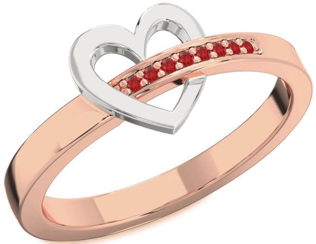 Ruby Rose Gold Silver Heart Ring