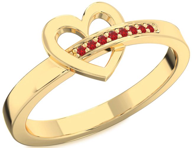 Ruby Gold Silver Heart Ring