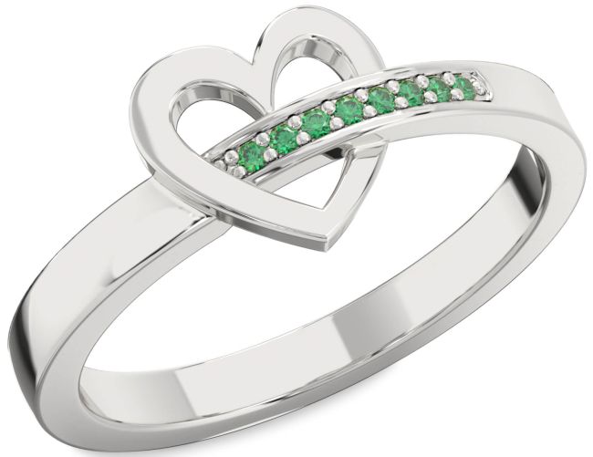 Emerald White Gold Heart Ring