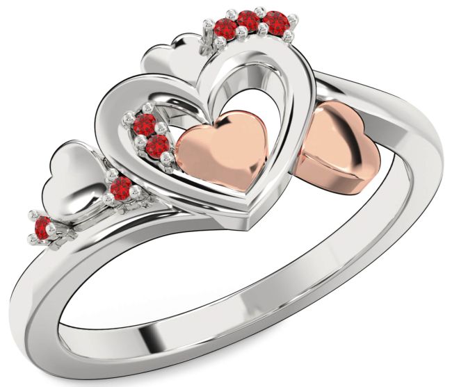 Ruby Silver & 10K Rose Gold Heart Ring