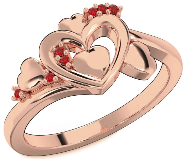 Ruby Rose Gold Silver Heart Ring