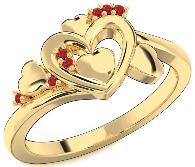 Ruby Gold Heart Ring