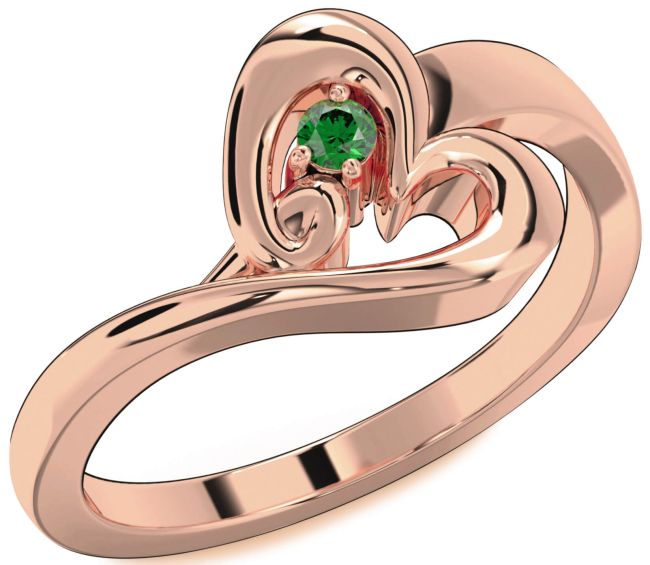 Emerald Rose Gold Heart Promise Ring