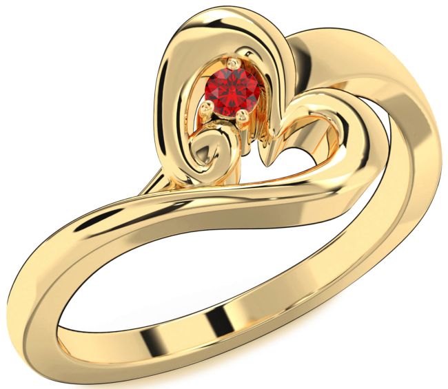 Ruby Gold Heart Promise Ring
