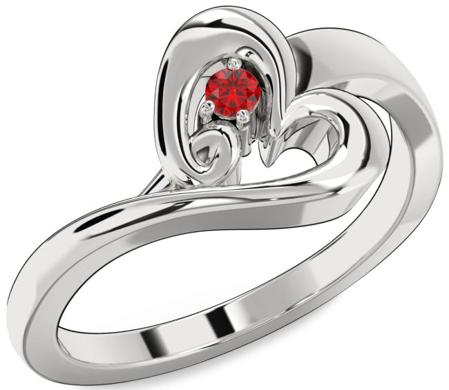 Ruby Platinum Heart Promise Ring