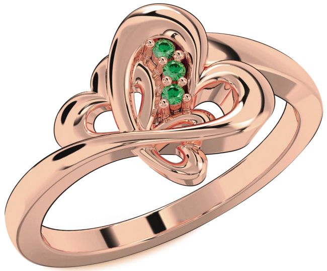 Emerald Rose Gold Heart Ring