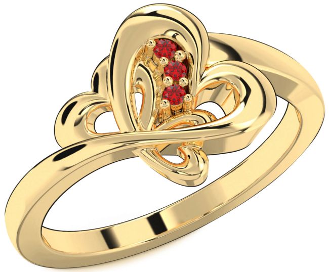 Ruby Gold Silver Heart Ring