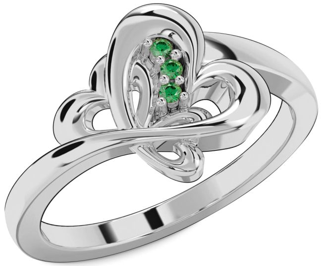 Emerald Platinum Heart Ring