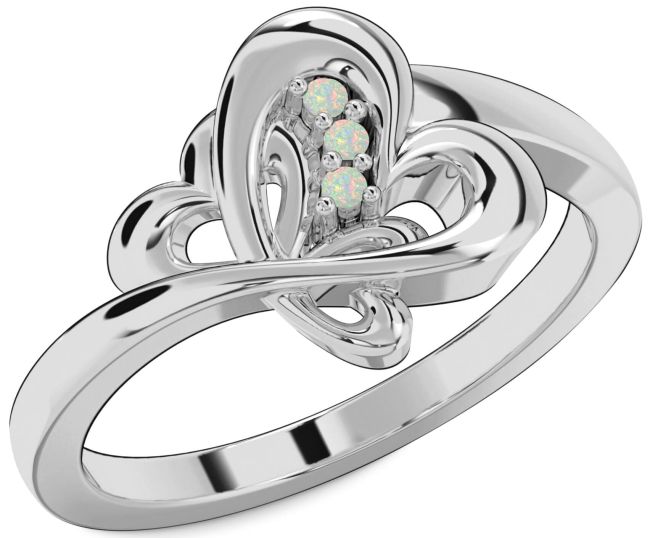 Opal Platinum Heart Ring