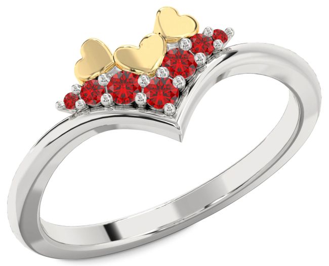 Ruby Gold Silver Heart Promise Ring