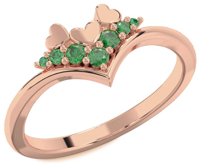 Emerald Rose Gold Heart Promise Ring