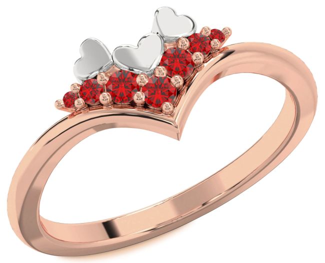 Ruby Rose Gold Silver Heart Promise Ring