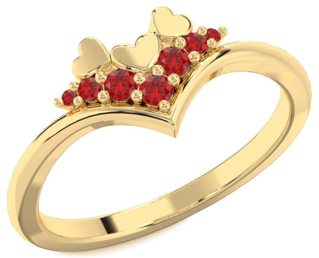 Ruby Gold Heart Promise Ring