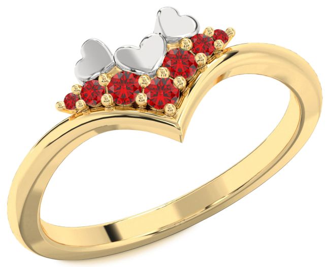 Ruby Gold Silver Heart Promise Ring