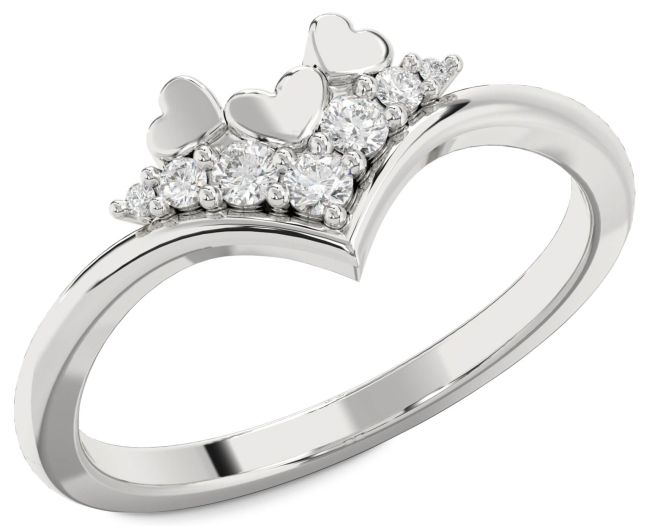 Diamond Silver Heart Promise Ring