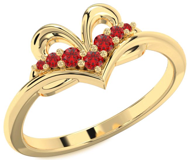 Ruby Gold Silver Heart Promise Ring