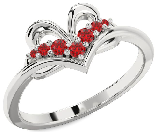 Ruby Silver Heart Promise Ring