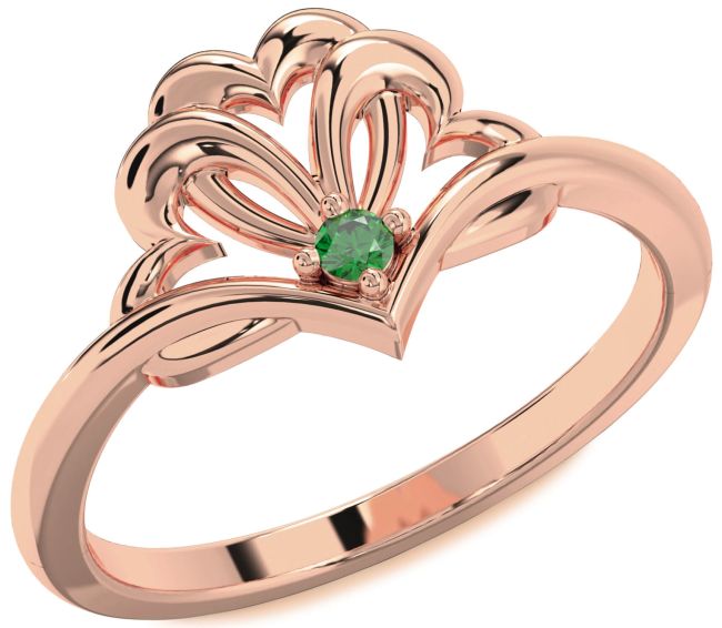 Emerald Rose Gold Heart Promise Ring