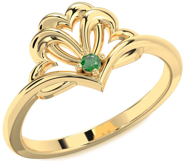 Emerald Gold Heart Promise Ring