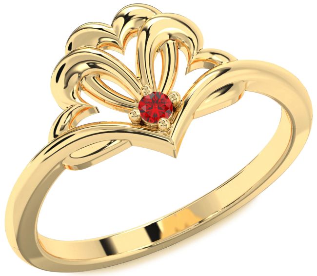 Ruby Gold Heart Promise Ring