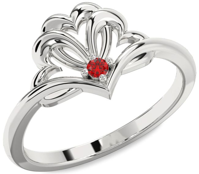 Ruby Platinum Heart Promise Ring