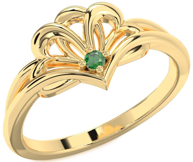 Emerald Gold Silver Heart Promise Ring