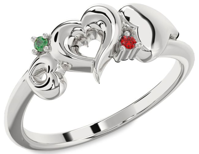 Silver Heart Two Stone Promise Ring