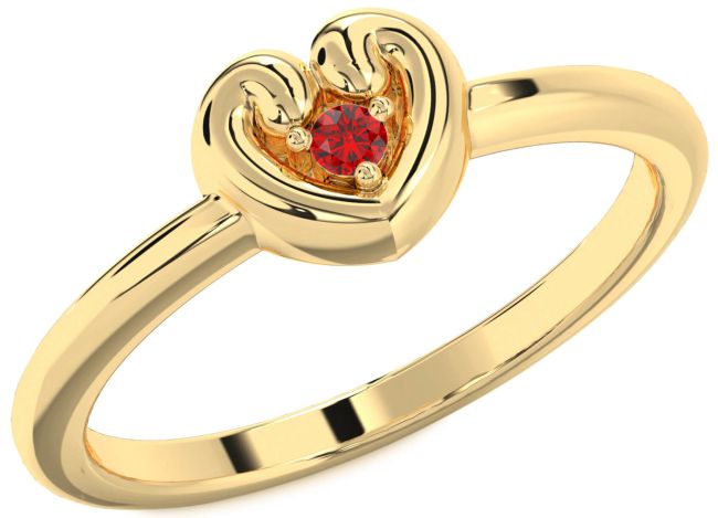Ruby Gold Silver Heart Promise Ring