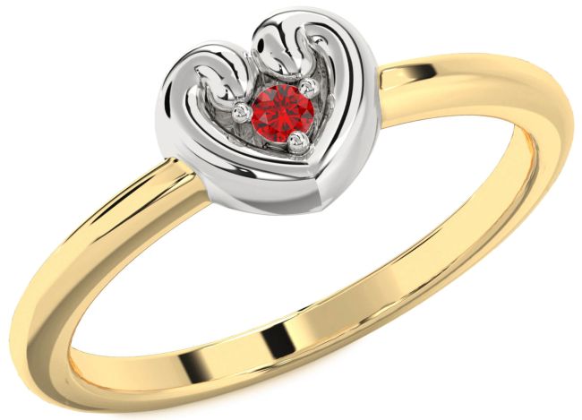 Ruby Gold Silver Heart Promise Ring
