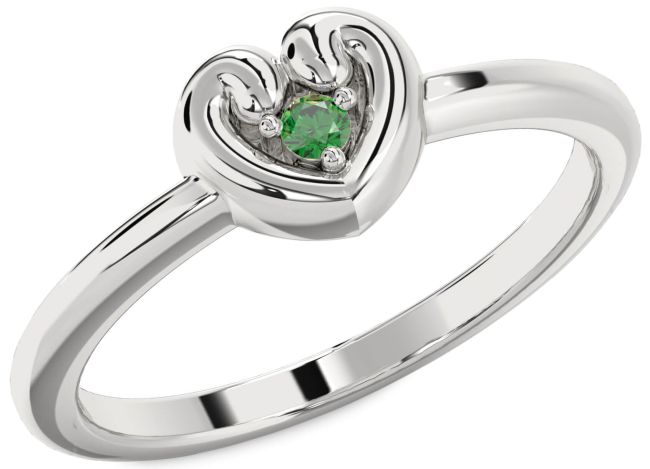 Emerald Platinum Heart Promise Ring