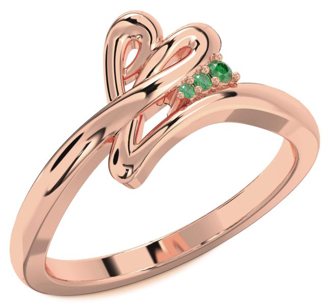 Emerald Rose Gold Heart Ring