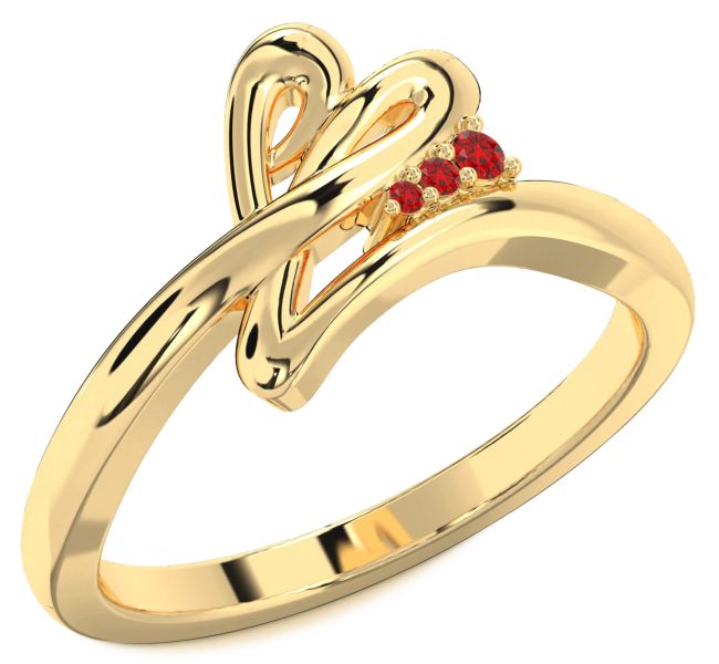 Ruby Gold Silver Heart Ring