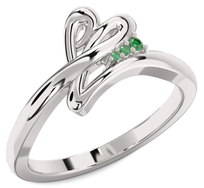 Emerald White Gold Heart Ring