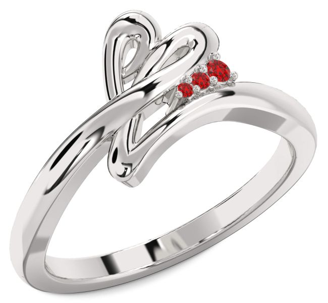 Ruby Platinum Heart Ring