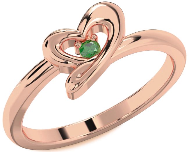 Emerald Rose Gold Heart Promise Ring
