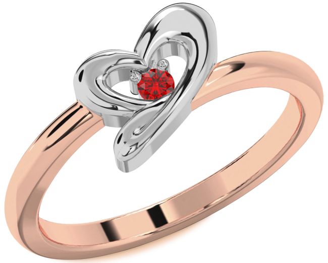 Ruby Rose Gold Silver Heart Promise Ring