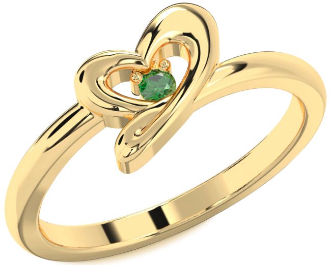 Emerald Gold Silver Heart Promise Ring