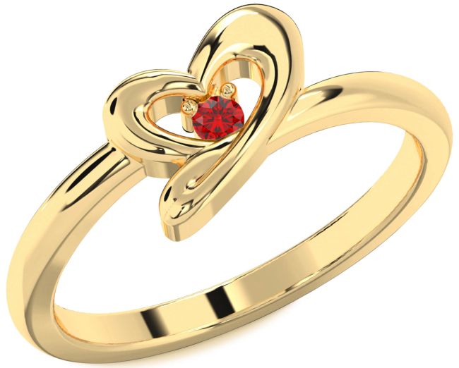 Ruby Gold Heart Promise Ring