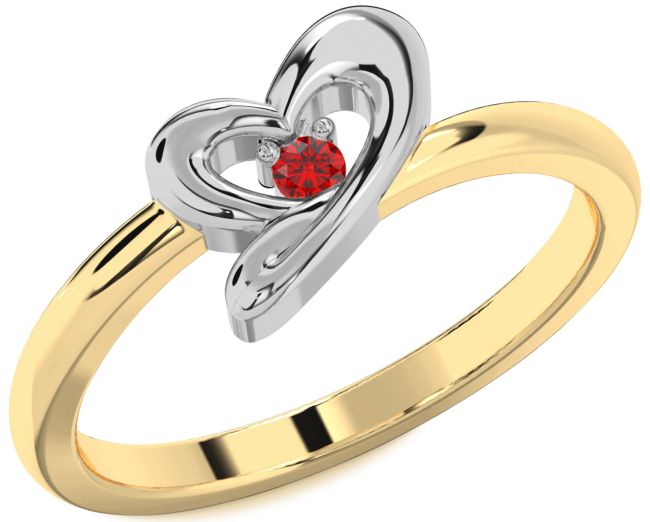 Ruby Gold Silver Heart Promise Ring
