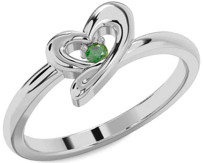 Emerald White Gold Heart Promise Ring