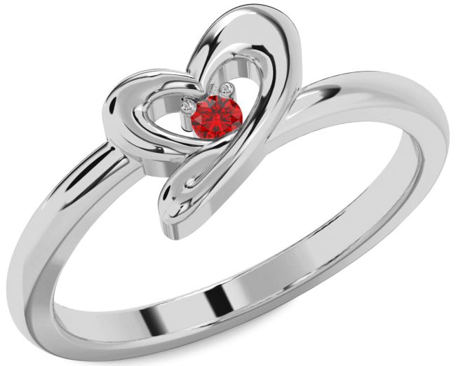 Ruby White Gold Heart Promise Ring