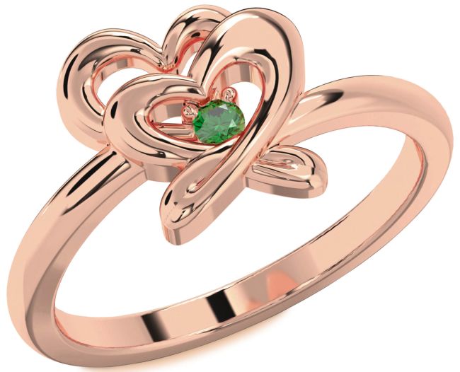 Emerald Rose Gold Heart Promise Ring