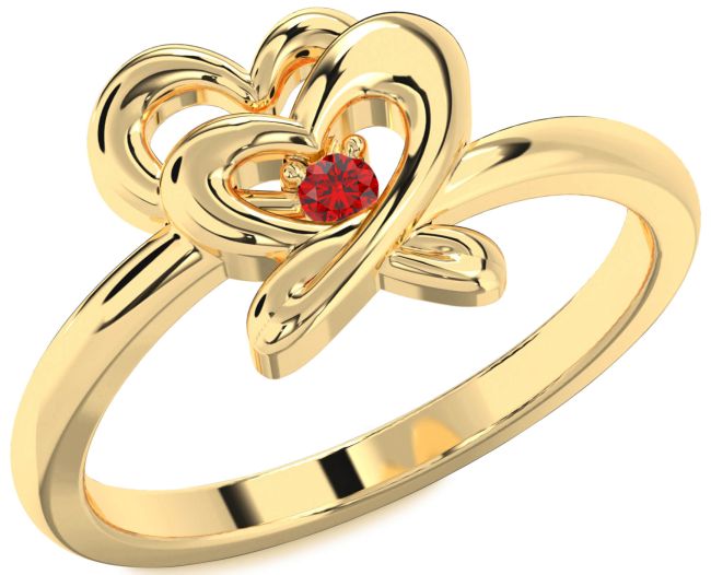 Ruby Gold Heart Promise Ring