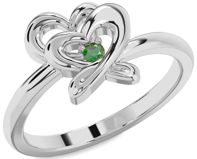 Emerald Platinum Heart Promise Ring