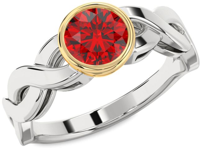 Ruby Platinum & Yellow Gold Round Solitaire Engagement Ring