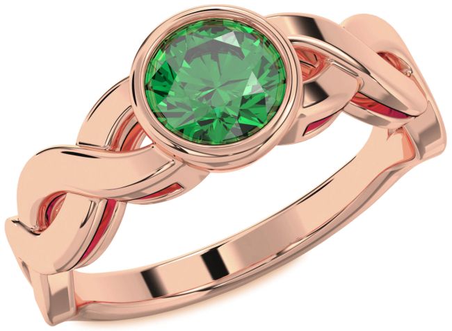 Emerald Rose Gold Round Solitaire Engagement Ring