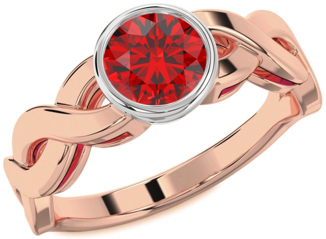Ruby Rose Gold Silver Round Solitaire Engagement Ring