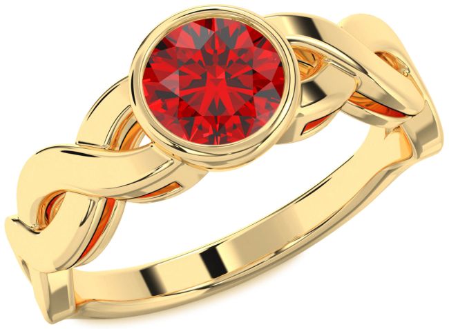 Ruby Gold Round Solitaire Engagement Ring