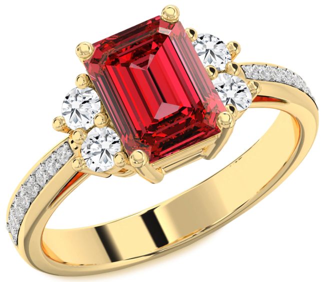 Diamond Ruby Gold Ruby Cut Pave Engagement Ring