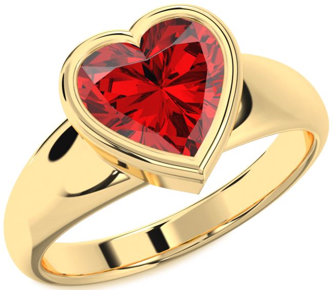 Ruby Gold Heart Solitaire Engagement Ring